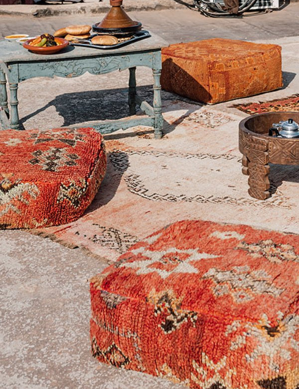 Vintage Moroccan Floor Cushions - Red - Nouvelle Nomad