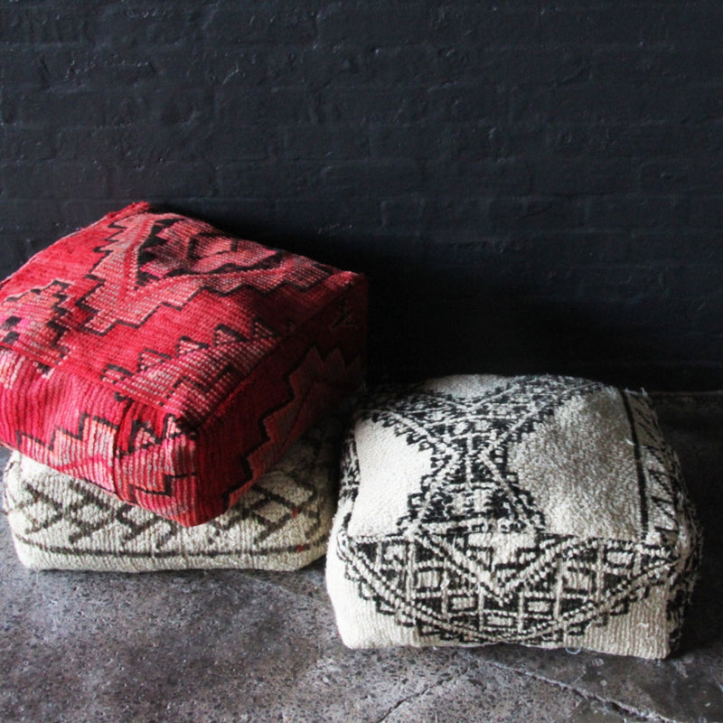 Vintage Moroccan Floor Cushions - White - Nouvelle Nomad